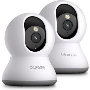 blurams Cameras for Home Security, 2K Pet Camera with Phone App, 360 PTZ Indoor Cameras, 2-Way Talk, Motion Tracking, Color/IR Night Vision, Cloud&SD, Works with Alexa (2Pack, 5GHz/2.4GHz Dual-Band)