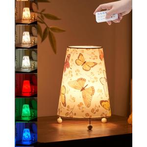 UMEXUS Cordless Table Lamp with Timer, Rechargeable Battery Lights for Patio, Dimmable Cute Small Bedside lamp,Adorable RGB Warm Lights Butterfly, Ideal Christmas Gifts for Girls Boys Bedroom Nursery
