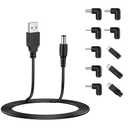 2 x LIANSUM USB to DC 5V Power Cord, Universal DC 5.5x2.1mm Plug Jack Charging Cable with 10 Connector Tips(5.5x2.5, 4.8x1.7, 4.0x1.7, 4.0x1.35, 3.5x1.35, 3.0x1.1, 2.5x0.7, Micro USB, Type-C, Mini USB)5FT