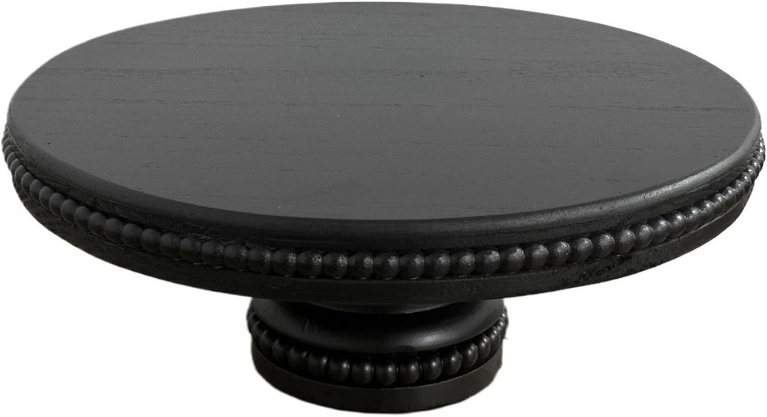 Large Round Wood Risers for Display, 12" Decorative Rustic Farmhouse Cake Stand Pedestal Tray for Home and Kitchen Decor White (Black)