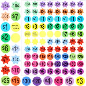 Price Stickers Garage Sale, 20 Sheets Garage Sale Tags Removable Rummage Sales Price Stickers, 3/4" Round Preprinted Prices Labels for Yard Sales, Flea Markets, County Fairs & Retail, Colorful
