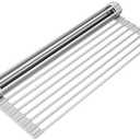 Surpahs Over Sink Foldable Multipurpose Roll-Up Dish Drying Rack, Silicone Wrapped Stainless Steel, Warm Gray, 17.5" x 13.1"