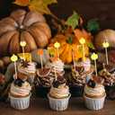 2 x 100Pcs Fall Pumpkins Cocktail Picks 4.7 Inch, Pumpkins Fancy Toothpicks Bamboo Appetizer Toothpicks Fruit Skewers for Food Sandwich Drinks Autumn Theme Thanksgiving Day Party Decorations