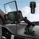 Wireless Car Charger Mount, 15W Dual Coil Rotatable Car Phone Holder Wireless Charger for Samsung Galaxy Z Fold 7/6/5/4/3/2, Z Flip, S25/S24/S23/S22 Series and iPhone, Car Charger Included