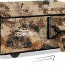 Sturdy Outdoor Heated Cat House for Winter, Insulated Heated Cat House for Outside with Two Door, Feral Cat Shelter with Waterproof Awning, Outdoor Cat House Barn Stray Kitty (26.0"L x 16.0"W x 13.0"H, Desert Camo)