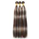 P4/Grey Bundles Human Hair 24 26 28 Inch Straight Highlight Chocolate Grey Human Hair Bundles 12A Unprocessed Brazilian Virgin Hair Quick Weave for Black Women
