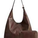 Missnine Hobo Bags Purses for Women, Soft Shoulder Bag Vegan Leather Tote Crossbody Purse Ladies Slouchy Handbag with Pouch