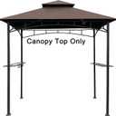 APEX GARDEN Replacement Canopy Top CAN ONLY FIT for Model #L-GG001PST-F 5' X 8' Brown Double Tiered Canopy Grill BBQ Gazebo (Top Only) (Brown)
