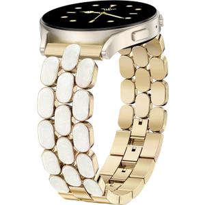 Wearlizer Metal Bracelet Compatible with Samsung Galaxy Watch 7 Band 6 5 4 Active 2 FE 40mm 44mm/Watch 6 4 Classic/5 Pro/3, 20mm Enamel Dressy Stainless Steel Strap for Samsung Watch Bands Women (Gold/Iridescent)
