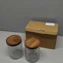 24 OZ Airtight Glass Storage Jar with Bamboo Lid - Vintage Glass Jar Vintage Food Containers Canisters Set for Kitchen Counter & Pantry - Ideal for Sugar, Flour, Coffee, Tea, Candy, Oats -2 Pack ((24oz)Sunflower+Begonia)