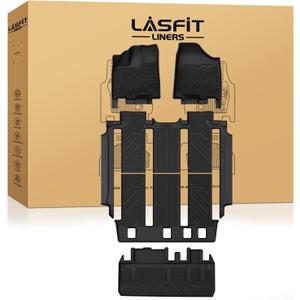 LASFIT Floor Mats & Cargo Liner for Toyota Sienna 7 Seat 2013-2020 (Not Fit Sliding Center Console) All Weather TPE Custom Fit Floor Liners & Trunk Mat for Sienna 7 Seat Full Set Mats Accessories