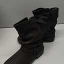 Luoika Women's Wide Width Combat Boots - Extra Wide Width Low Heel Side Zipper Slouchy Ankle Boots Short Booties. 8 X-Wide, Black 402