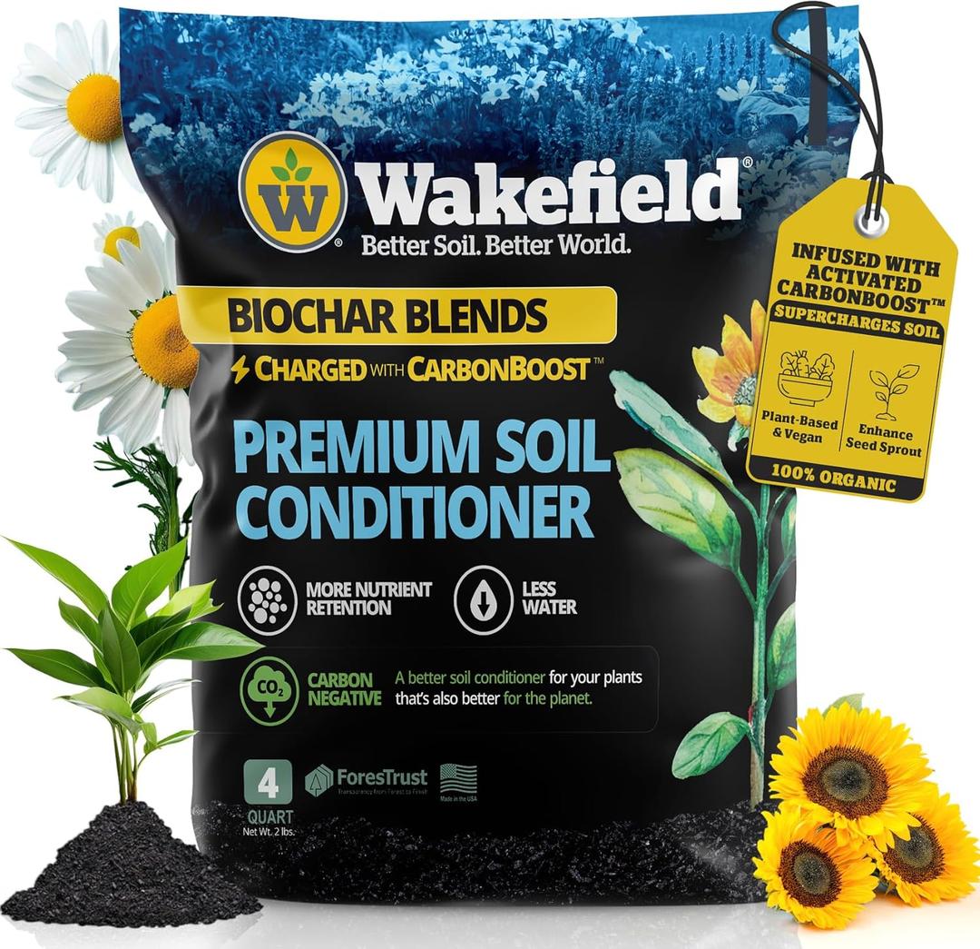 Wakefield Biochar with CarbonBoost for Gardens Succulents and Houseplants 4 Quarts