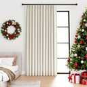 IVAPUPU Natural Pinch Pleated Full Blackout Curtains Linen Blend Room Darkening Window Curtains 95 inch 1 Panel for Living Room Bedroom Thermal Insulated Curtain Drapes with 12 Pcs Hooks 70''Wx95''L