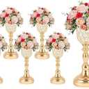 6Pcs Elegant Crystal Trumpet Metal Centerpiece Vases, Wedding Table Decoration Flower Stand Tulip Shape Decor Artificial Flower Arrangement Vase for Wedding Restaurant Vase Home Decor (Gold)