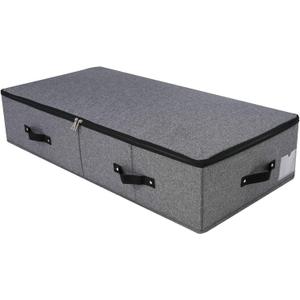 AMJ Extra Length Under Bed Storage Organization Containers for Shoes, Clothing, Bedding, 35.5 x 16.5 x 7, Black Gray