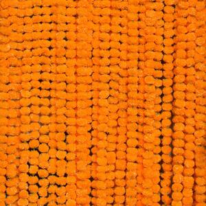 Marigold Garland for Decoration 5 feet Long Strands Artificial Marigold Flowers, Indian Dcor for Pooja, Wedding Christmas, Events (Orange, 5)