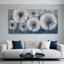 Large Dandelion Painting Wall Art Decor Canvas Print Picture for Living Room White Flower Flora Plant Home Bedroom Decoration Modern Framed Artwork (48"L x 24"W)