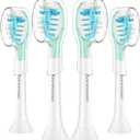 Aoremon Replacement Heads for Sonciare C3: Toothbrush Heads fit for Philips Sonicare 2 Series 3 Series ProtectiveClean DiamondClean FlexCare HealthyWhite 4100 5100 6100 G3 W3 C2 G2 C1, 4 Count,White