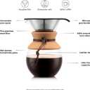Bodum 34oz Pour Over Coffee Maker, High-Heat Borosilicate Glass with Reusable Stainless Steel Filter and Cork Grip - Made in Portugal
