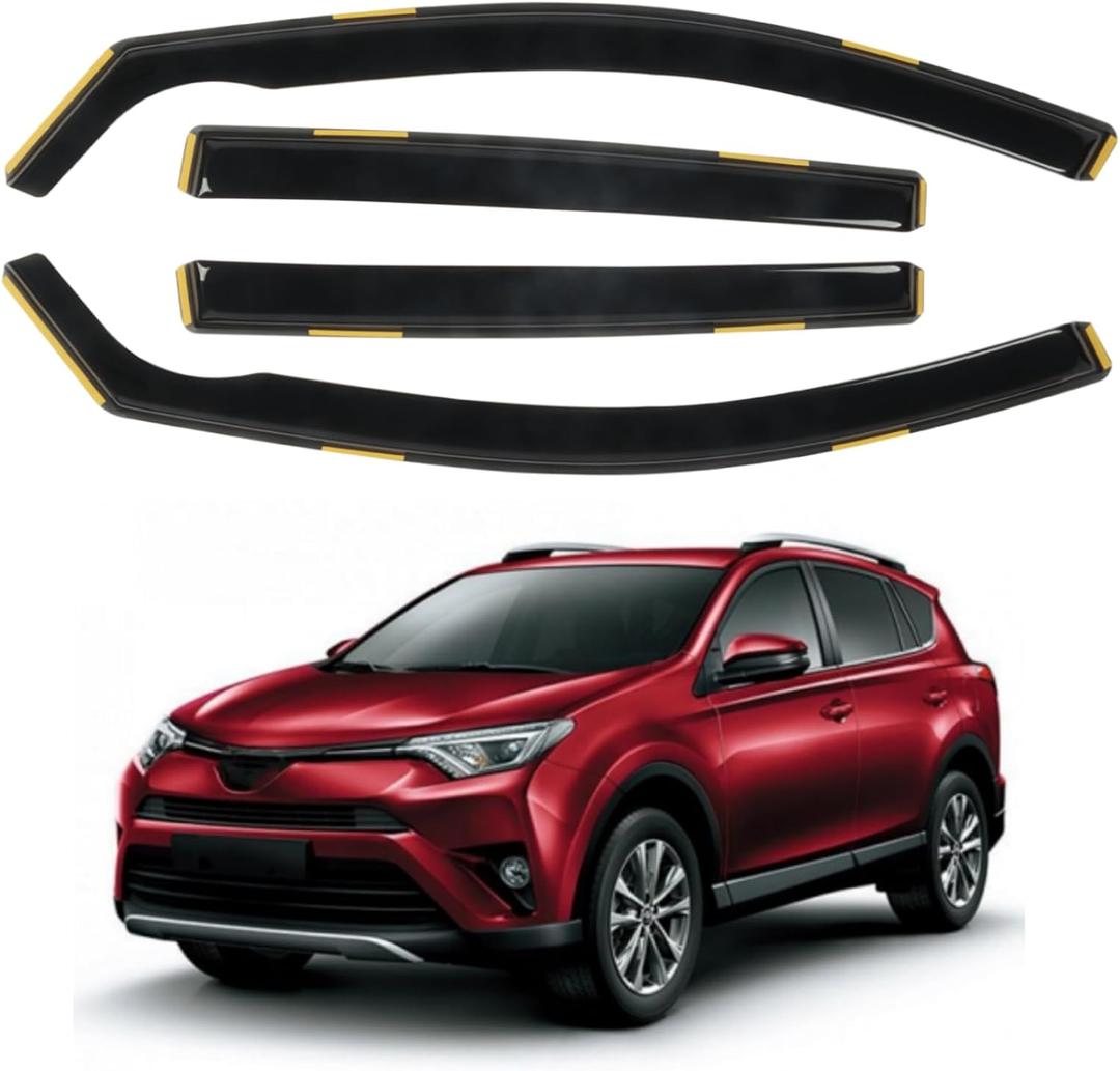 4 PCS in-Channel Window Rain Guards Fit for 2013-2018 Toyota RAV4, Smoke Tinted Vent Window Visors, Side Window Deflectors, Sun Visors Vent Shade, 2013 2014 2015 2016 2017 2018 (For 2013-2018 RAV4 in Channel)
