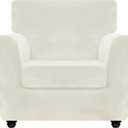 ZNSAYOTX Luxury Velvet Chair Slipcovers with Arm 2 Piece Stretch Chair Covers for Living Room Thick Soft Armchair Slipcover Anti Slip Pet Friendly Furniture Protector (Beige),30"-47"(1 Cushion)