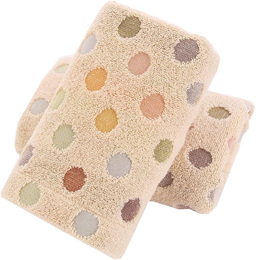 Pidada Hand Towels Set of 2 Colorful Polka Dot Pattern 100% Cotton Soft Absorbent Decorative Towel for Bathroom (Brown) (13.4 x 30)