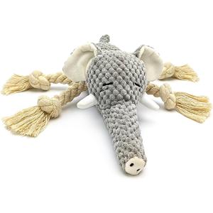 FURETTICO Squeaky Dog Teething Interactive Chew Toy Plush Stuffed Animal Toys for Tug-of-War Game with Squeaker for Small Medium Breed Indestructible Pet Supplies Ideal Puppy Gifts - Elephant, Medium