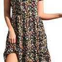 nclook Womens Summer Casual Dress Sweet Cute V Neck Mini Dress with Pocket Short Sleeve (L)