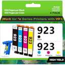 Compatible HP923 Replacement for HP 923 Ink Cartridges | (Black Cyan Magenta Yellow, 4-Pack, Without Chip) work with HP Officejet Pro 8130e 8120e 8135e 8139e 8120e 8125e Printers