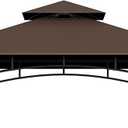 Grill Gazebo Replacement Top, 5 x 8 Outdoor BBQ Top Cover, Double Layer BBQ Gazebo Top Canopy for Model #L-GG001PST-F (Brown)