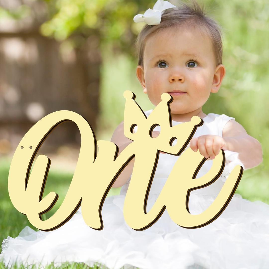 Wooden 1st Birthday Decorations One Sign for Baby Boys Girls First Birthday Cutout Letter One Photo Prop for 1st Birthdays Party Signs for Backdrop Berry First Balloon Arch Decor Onederful Sign Banner