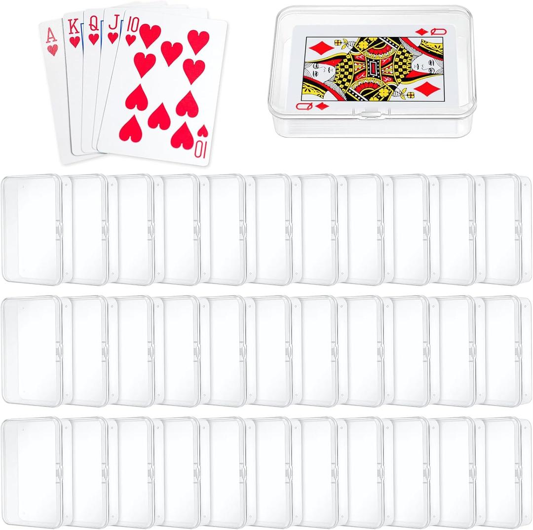 48pcs Blank Playing Card Case Plastic Empty Card Deck Box Holder High Capacity Snaps Closed Playing Game Card Storage Organizer for Standard 3.5x2.5Inch Poker Bank Business Game Card (NO Cards)