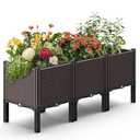 47x15x19in Raised Garden Beds Outdoor, Polypropylene Elevated Planter Boxes Outdoor for Vegetables, Flowers, Herbs, Garden Box with Drain Outlet, Heat and Frost Resistance Planters, 300lb Capacity