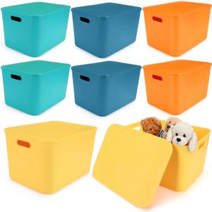 8 Pieces Storage Bins, 16.1 x 12.0 x 9.7 Inch, Multi-colored