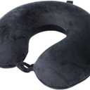 Travel Pillow,100% Pure Memory Foam U Shaped Neck Pillow,Super Lightweight Portable Headrest Great for Airplane, Car,Home,Office,Sleeping Rest (Black)