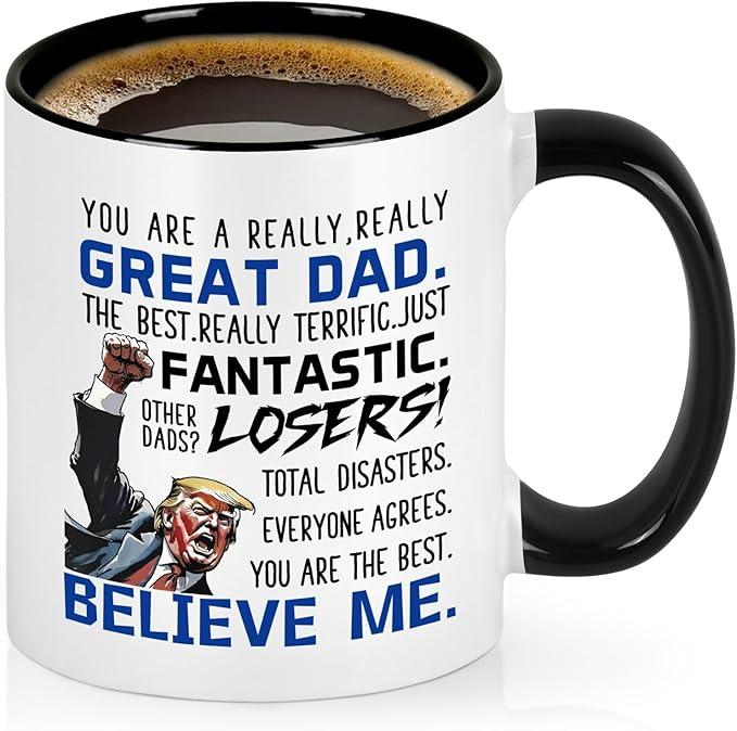 WENSSY Great Dad Mug, Funny Best Dad Gifts, Father's Day Father Gifts from Daughter, Funny Gift for Papa Husband, Dads Mug for Birthday 11 Ounce Black Handle
