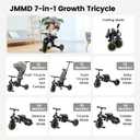 JMMD Baby Tricycle, 7-in-1 Multifunctional Kids Trike with Adjustable Parent Handle, Safety Harness & Wheel Brakes, Removable Canopy, Stroll Trike for Boys & Girls Ages 18 Months-5 Years, Black
