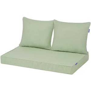 INFBLUE Outdoor Loveseat Cushion Set 46'' x 26'', Outdoor Deep Seat Cushions for Patio Furniture, Water Repellent Outdoor Seat Cushion and Couch Back Cushions for Bench, and Swing (Light Green)