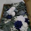 Artificial Dusty Blue Wedding Arch Flower Swags Set of 2 for Welcome Signs Floral and Wedding Reception Ceremony Decorations, White Flowers Decor