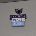 Geelin 4 Pcs Hanukkah Decorations for Home 3 Layered Wood Block with Dreidel Star of David Menorah Hanukkah Decor Blue and White Jewish Judaism Chanukah Decor for Mantel Tabletop Party