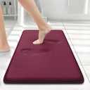Smiry Memory Foam Bath Mat 24x16, Extra Soft and Absorbent Bathroom Mats, Non Slip Washable Carpet for Floor, Shower and Tub, Burgundy 2pc