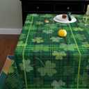 St. Patrick's Day Waterproof Tablecloth  Rectangular Table Cloth Shamrock Print, Stain Resistant, Perfect Table Cover for Dining & Kitchen Decor, W60 x L120 (Green)