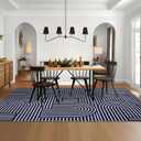 ROYHOME Washable Rug 8x10 Area Rugs for Living Room, Abstract Rug for Bedroom, Soft Rainbow Non Slip Throw Rugs with Rubber Back, Low Pile Stain Resistant Boho Geometric Carpet for Dining Room, Blue