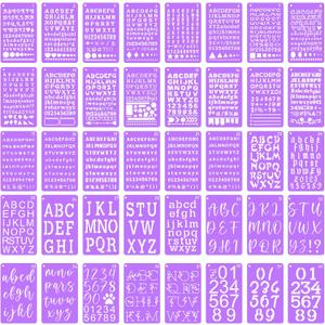 UCEC 40 PCS Small Letter Stencils for Painting, 6+ Sizes 0.3/0.35/0.55/0.65/0.85/1.45 Inch Number & Alphabet Stencils for Crafts Reusable - Bullet Journal Stencil & Small Stencil for Journaling Art