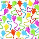 100PCS Glitter Sticky Hands Party Favors for Kids 4-8 8-12 Birthday Supplies Halloween Goodie Bag Stuffers Classroom Treasure Box Carnival Prizes Bulk Treat Trinkets Pinata Stuff Mini Stretchy Toys