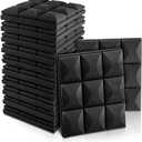 12 Acoustic Foam Panels, Sound Insulation, 30 x 30 cm, Black, Adhesive Free