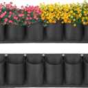 ANGTUO 6 Pockets Hanging Planters for Outdoor Plants, One Pack Wall Planter Vertical Garden, Hanging Plant Holder for Railing, Balcony, Fence