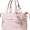 BAGSMART Diaper Bag Tote, Hospital Bag for Labor Delivery, Puffy Maternity Travel Diaper Tote, Baby Bag with Pacifier Case (Pink)