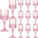 XKXKKE 12 Pcs Pink Plastic Wine Glasses, Plastic Water Goblets for Parties, Stemmed Drinking Glasses for Wedding Reception, Grand Event Party Bar Supplies Reusable Drinking Cups